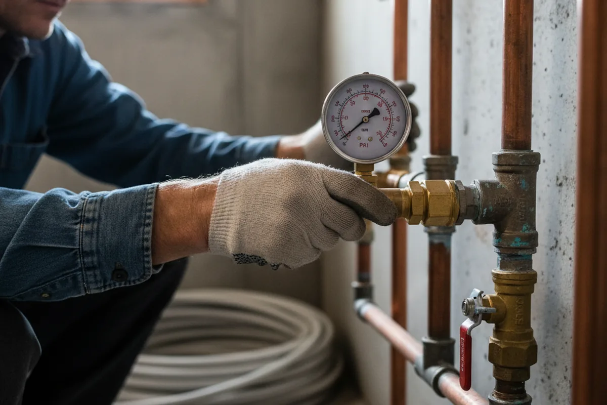 Pressure testing a repaired line during Water Line Repair in Allgood